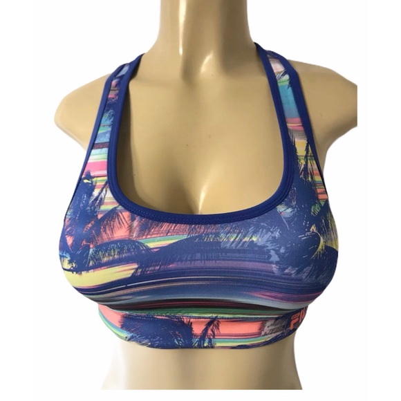 Fila Sport Performance Sports Bra Running Tropical gym clothes work out - Picture 1 of 7